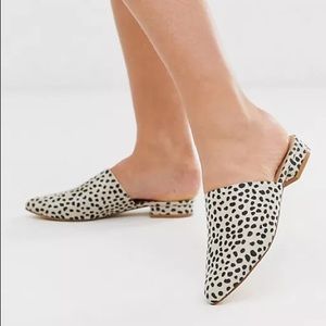ASOS Truffle Collection wide fit flat pointed mules in leopard